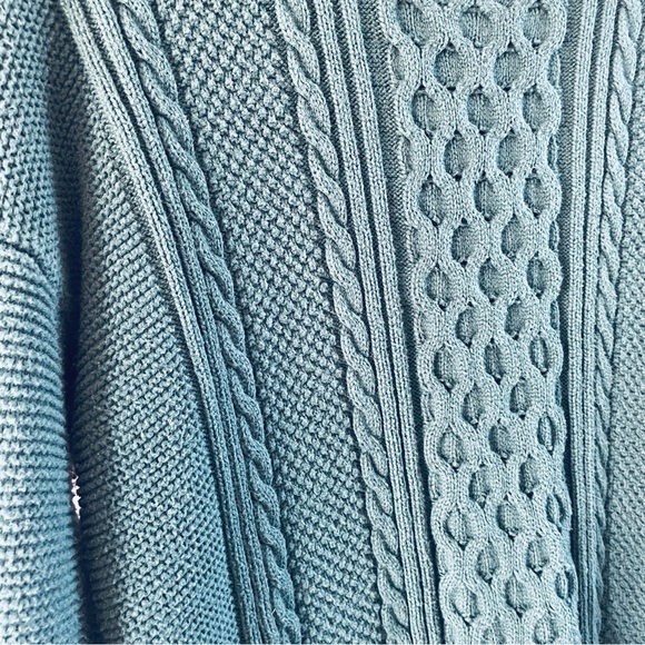 GAP Mens Hunter Green Cable Knit Cotton Crewneck Grandpa Sweater | Medium - Picture 6 of 6